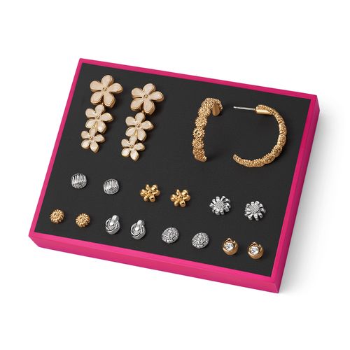 Set de 9 aretes para mujer Flower Love
