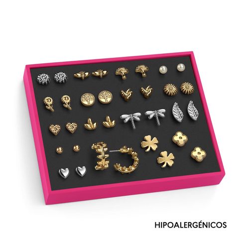 Estuche de 17 aretes para mujer Secret Garden